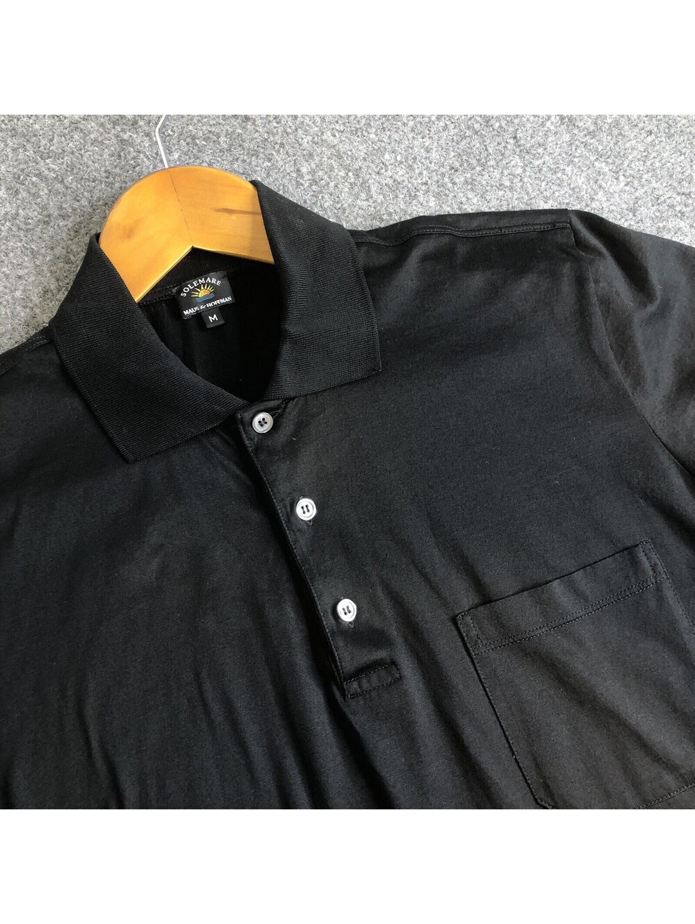 Maus & Hoffman Polo Shirt Mens Medium Black Solemare Short Sleeve Luxe